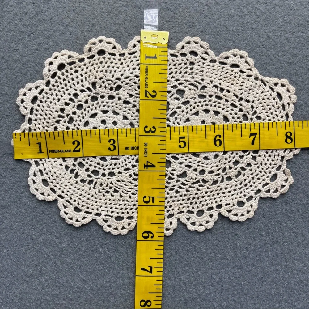 Handmade Crochet Oval Doily Cotton Lace 8x5.5 VTG Cottagecore Victorian‎ Cream